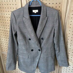 Loft Black Pink Plaid Blazer Size 6